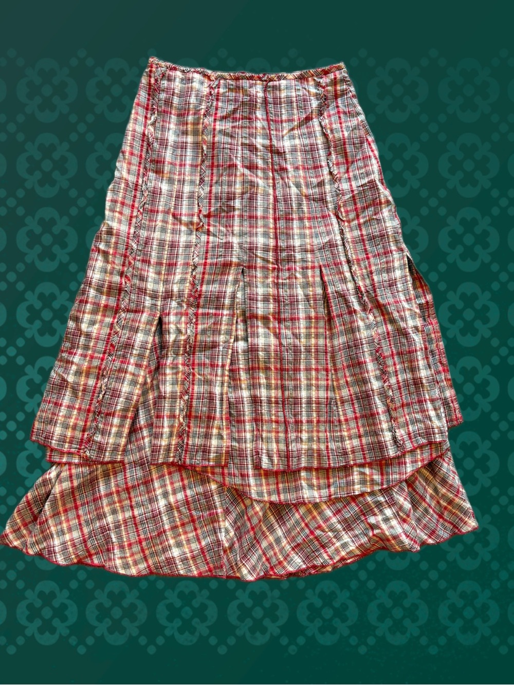 Plaid Tiered Long Skirt